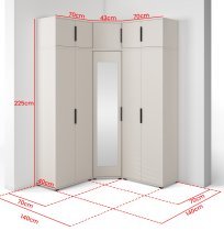 PKMebel - Modularna kotna garderobna omara z ogledalom Bianco 10