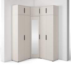 PKMebel - Modularna kotna garderobna omara z ogledalom Bianco 10