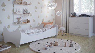 Kocot Kids - Otroška postelja Lilly bela, z vzmetnico - 80x160 cm