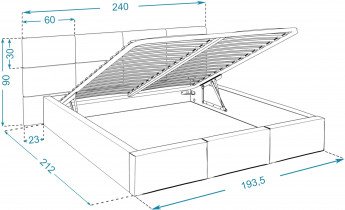 Postelje FDM - Dvižna postelja Denver - 180x200 cm - turkizna