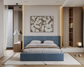 Postelja z dodatnim prostorom za shranjevanje Denver - 160x200 cm - temno modra