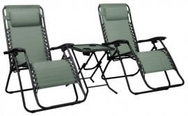 Sestav vrtnih ležalnikov Delux z mizo - zelen/črni