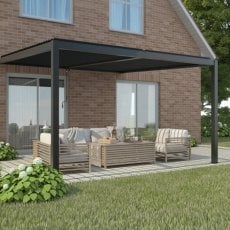 Pergola Luxe ob steni 4x3x2,5 antracit z LED