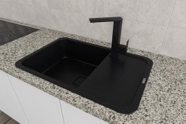 Pomivalno korito Cube s sifonom - črno