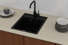 Pomivalno korito Korado 40 črno s sifonom