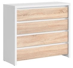 Komoda s 4 predali Kaspian - Bela/sonoma