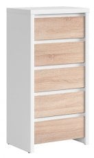 Ozka komoda Kaspian - Bela/sonoma hrast