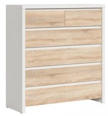 Visoka komoda Kaspian - Bela/sonoma hrast