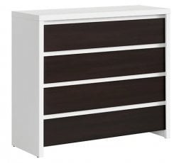 Komoda s 4 predali Kaspian - Bela/wenge 