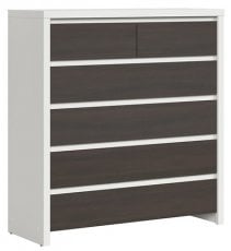 Visoka komoda Kaspian - Bela/wenge