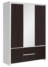 Široka garderobna omara Kaspian - Bela/wenge