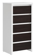 Ozka komoda Kaspian - Bela/wenge