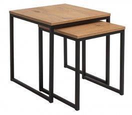 Komplet dveh klubskih mizic Aroz 2 - hrast lancelot/črna mat - 40/50 cm