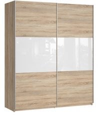 Garderobna omara z drsnimi vrati Colin - sonoma hrast/bela sijaj - 183 сm