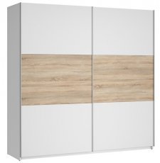 Garderobna omara z drsnimi vrati Colin - bela/sonoma hrast - 220 сm