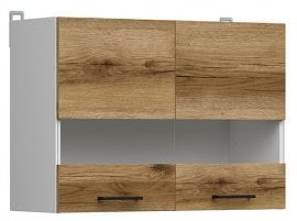 Zgornja vitrina Junona Line - bela/svetel hrast - 80 cm