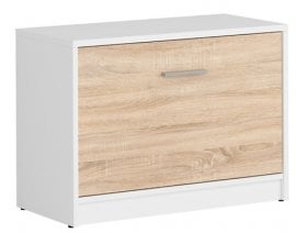 Omara za čevle s predalom Nepo Plus - Bela/sonoma hrast