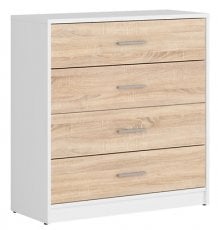 Ozka komoda Nepo Plus - Bela/sonoma hrast