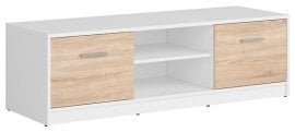 TV komoda z dvema vratoma Nepo Plus - Bela/sonoma hrast