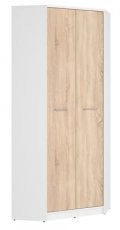Kotna garderobna omara Nepo Plus - Bela/sonoma hrast