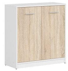 Dvovratna komoda Nepo Plus - Bela/sonoma hrast