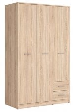 Garderobna trivratna omara Nepo Plus - Sonoma hrast
