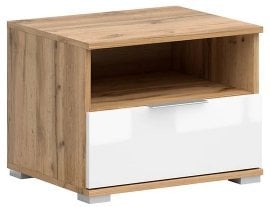 Nočna omarica Zele - Hrast wotan/bela sijaj