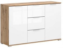 Široka komoda Zele - Hrast wotan/bela sijaj
