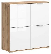 Komoda štirivratna Zele - Hrast wotan/bela sijaj