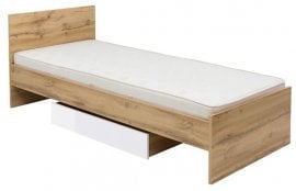 Postelja Zele - 90x200 cm - Hrast wotan/bela sijaj