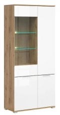 Visoka vitrina Zele - Hrast wotan/bela sijaj