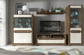 Dnevna soba in spalnica Russo - aprilski hrast/perla sijaj