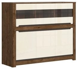 Vitrina 6-vratna Russo - Aprilski hrast/perla sijaj