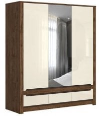 Garderobna omara z ogledalom Russo - Aprilski hrast/perla sijaj