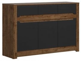 Široka komoda Russo - Aprilski hrast/mat črna