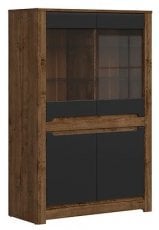 Široka vitrina Russo - Aprilski hrast/mat črna
