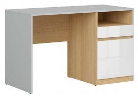 Pisalna miza Nandu - Svetlo siva/poljski hrast/bela sijaj