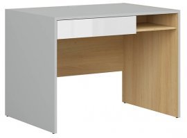 Pisalna miza s predalom Nandu - Svetlo siva/poljski hrast/bela sijaj