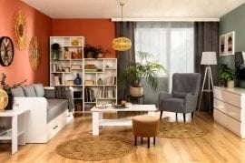 Dnevna soba in spalnica Tetrix - Bela sijaj