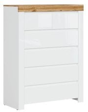 Komoda s šestimi predali Holten 99 cm - bela/votan hrast/bela sijaj