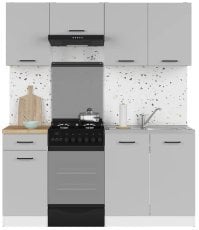 Kuhinjski sestav Junona Line 170 cm - bela/svetlo siv sijaj