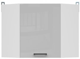 Zgornja kotna omara Junona Line - bela/svetlo siv sijaj - 60x60 cm