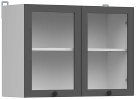 Zgornja omara z vitrino Junona Line - bela/grafit - 80 cm