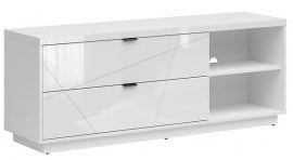 TV komoda Forn - Bela sijaj/bela visok sijaj