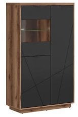 Vitrina Forn - Temni delano hrast/mat črna