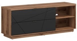 TV komoda Forn - Temni delano hrast/mat črna
