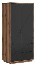Garderobna omara Forn - Temni delano hrast/mat črna