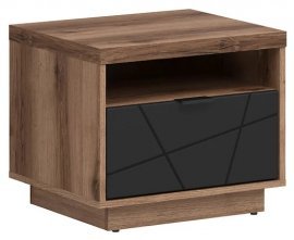 Nočna omara Forn - Temni delano hrast/mat črna