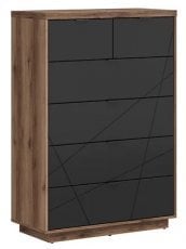 Ozka komoda Forn - Temni delano hrast/mat črna