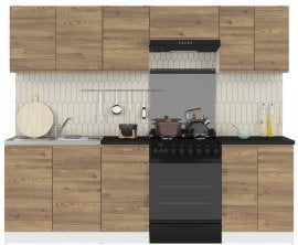 Kuhinjski sestav Junona Line 240 cm - bela/zlati sibinjski macesen